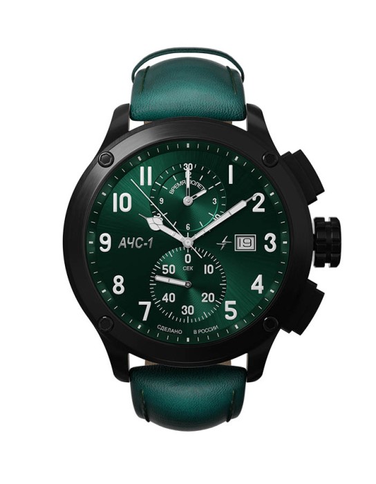ачс-1 3520.d 44 мм кварц хронограф зеленые матовые фотография