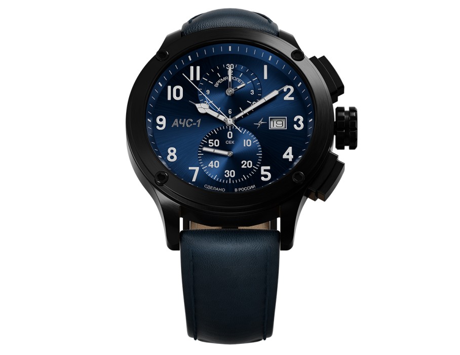 ачс-1 44 мм кварц хронограф синие матовые из проверенных материалов спереди