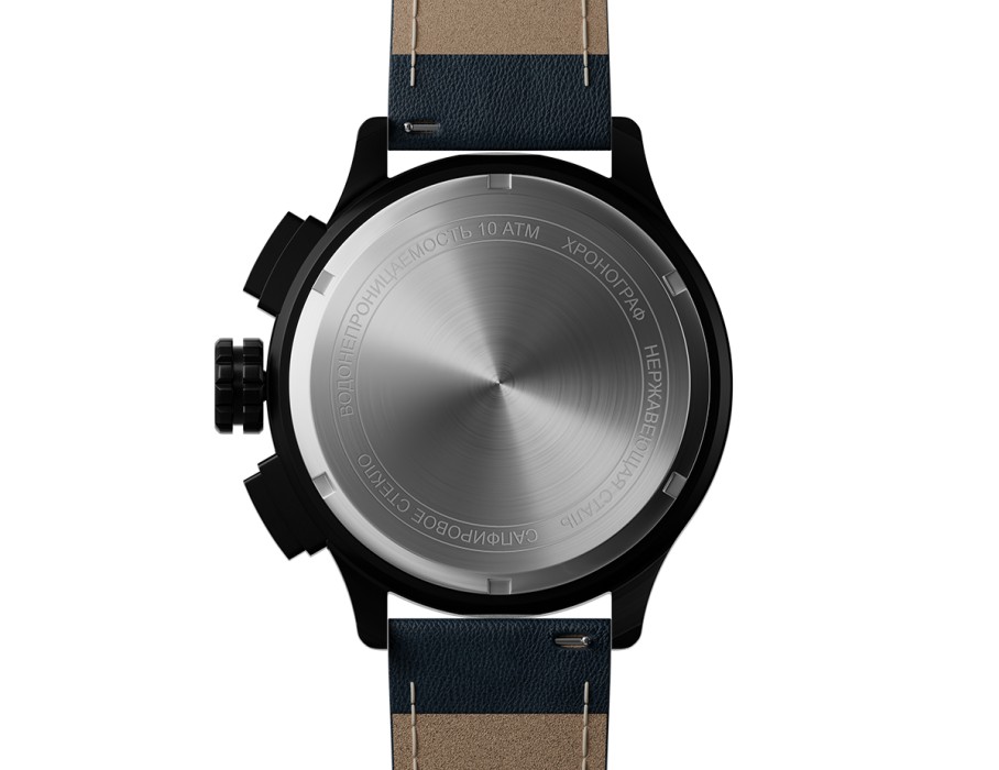 ачс-1 44 мм кварц хронограф синие матовые универсального стиля с лицевой стороны