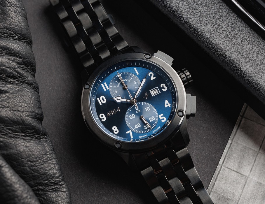 ачс-1 44 мм кварц хронограф синие матовые на сезон этого года фотография