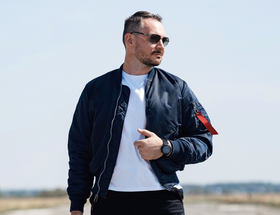 ачс-1 44 мм кварц хронограф синие матовые спереди