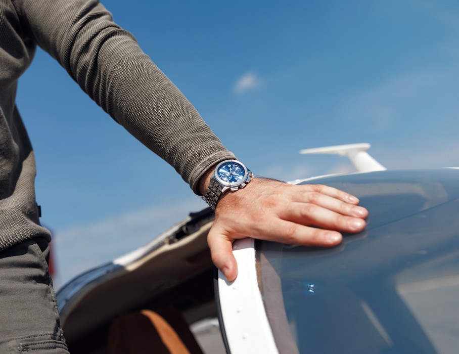 ачс-1 44 мм кварц хронограф синие стальные вид сбоку