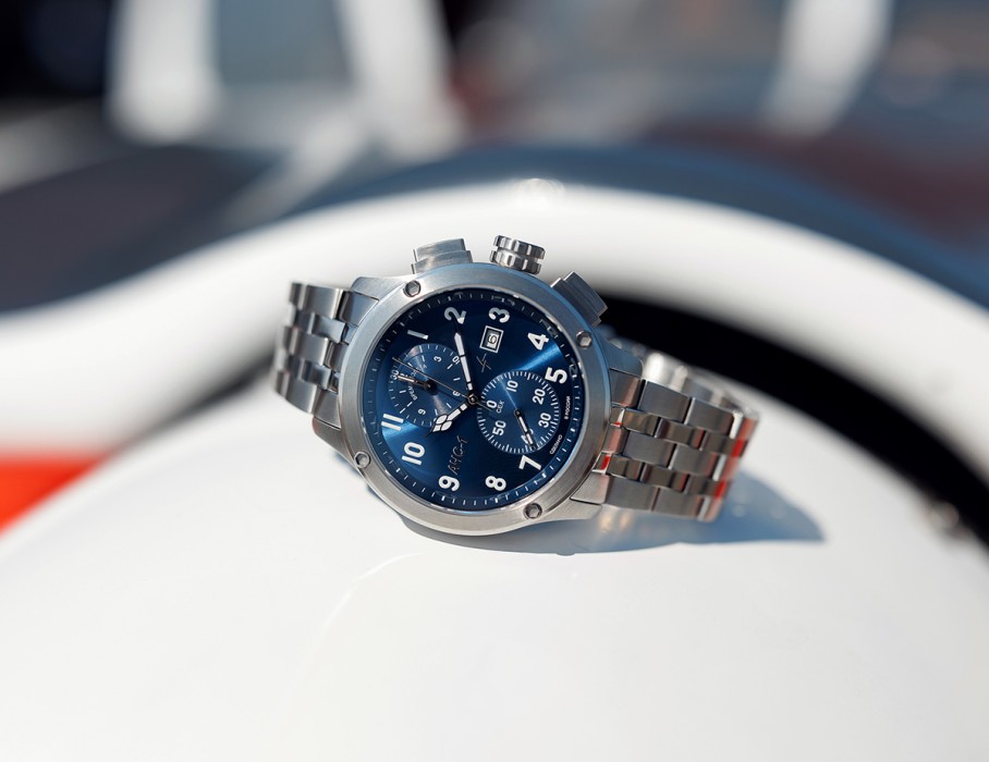 ачс-1 44 мм кварц хронограф синие стальные с внутренней стороны