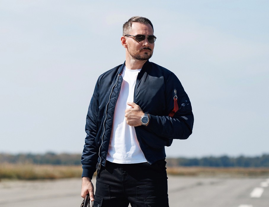 ачс-1 44 мм кварц хронограф синие стальные спереди