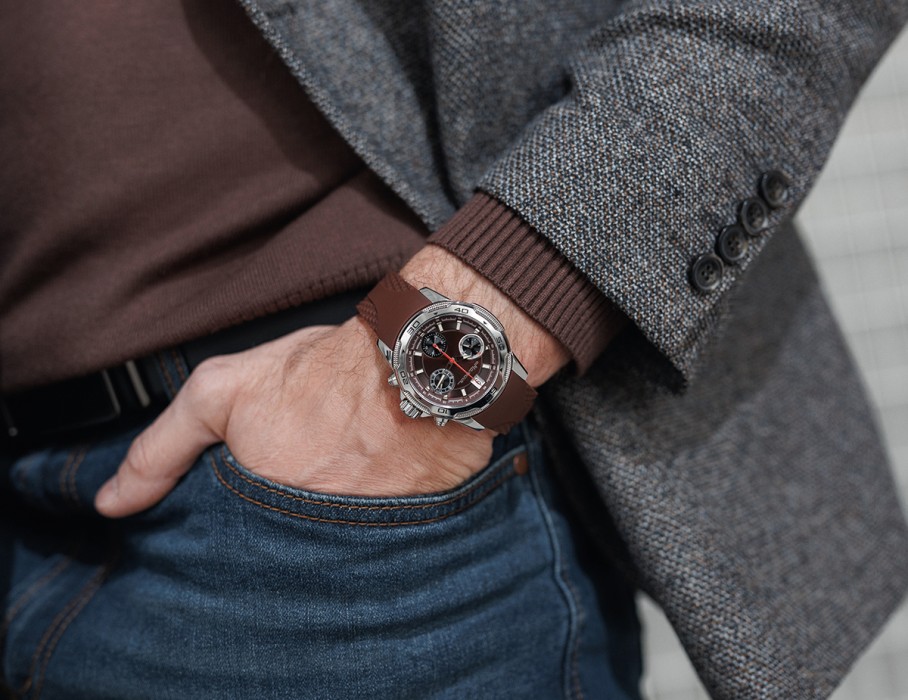 energy z60 42 мм кварц хронограф вид сзади