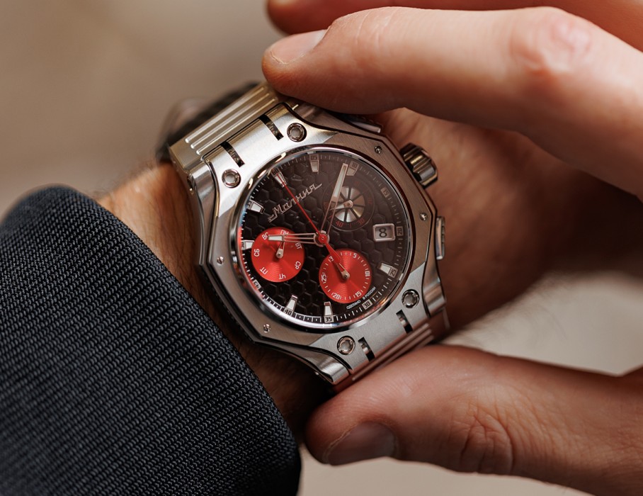 hyron z60 44 мм кварц хронограф вид справа