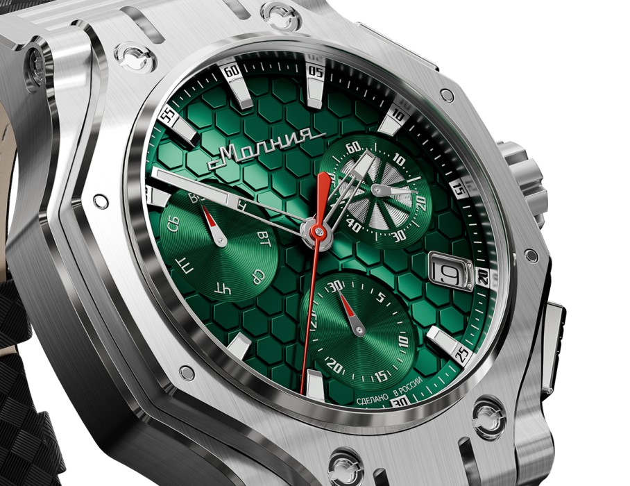 hyron z60 44 мм кварц хронограф универсального стиля с лицевой стороны