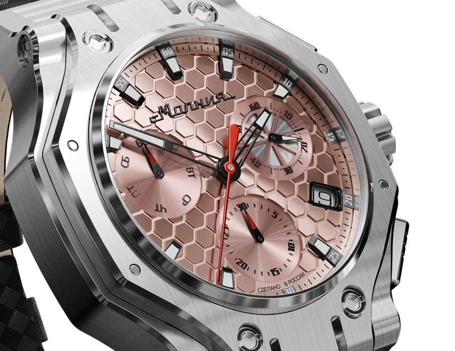 hyron z60 44 мм кварц хронограф универсального стиля с лицевой стороны