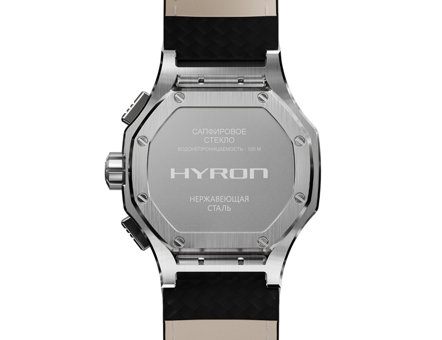 hyron z60 44 мм кварц хронограф из стали спереди