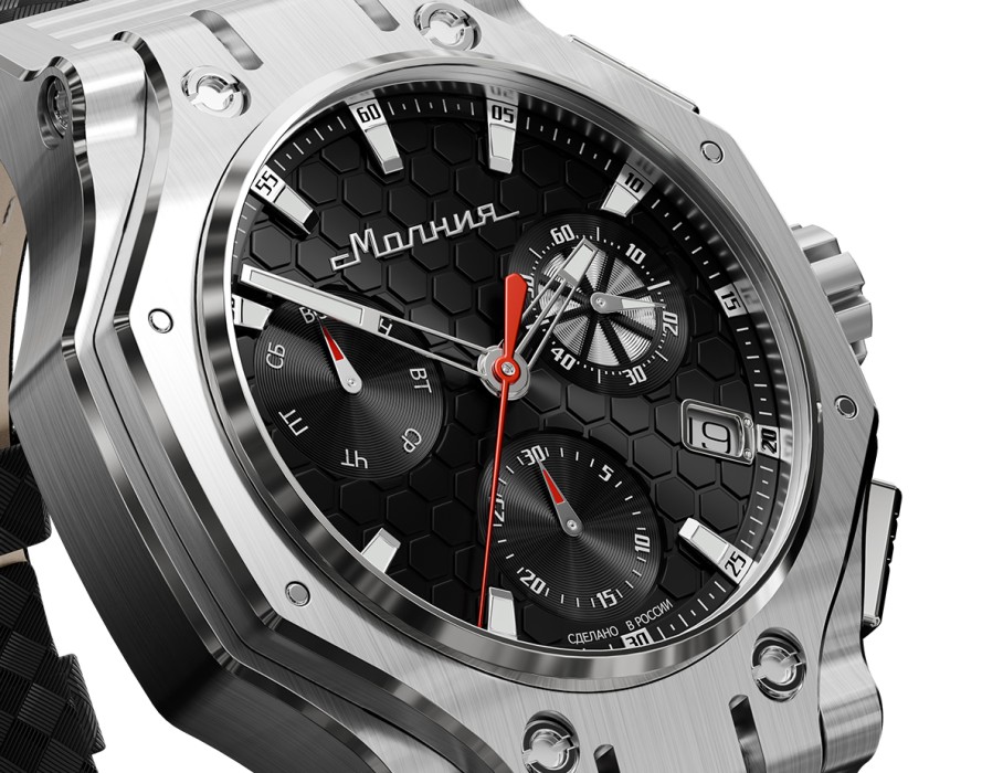 hyron z60 44 мм кварц хронограф универсального стиля с лицевой стороны