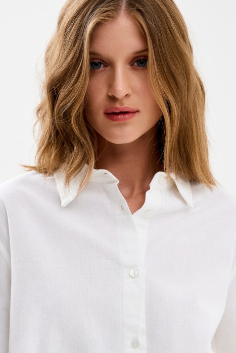 блузка из хлопка и льна от бренда снежная королева вид слева