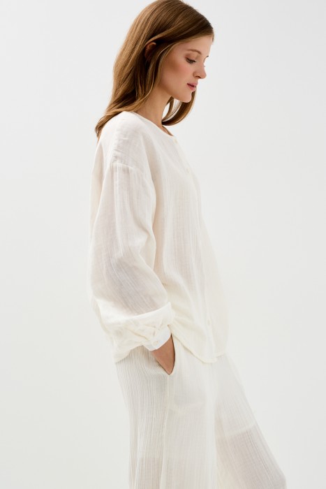 блузка из хлопка от бренда снежная королева вид слева