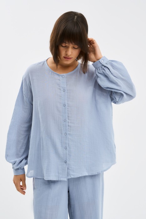 блузка из хлопка от бренда снежная королева вид слева