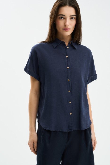 блузка из вискозы и льна от бренда снежная королева вид слева