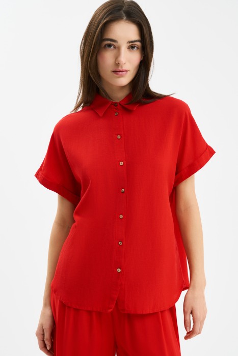 блузка из вискозы и льна от бренда снежная королева вид слева