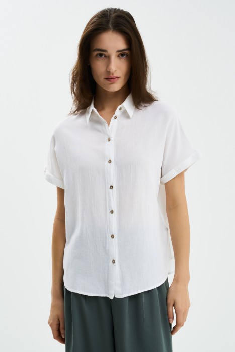 блузка из вискозы и льна от бренда снежная королева вид слева