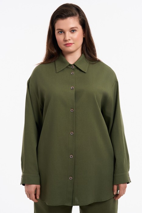 блузка из вискозы и льна от бренда снежная королева вид слева