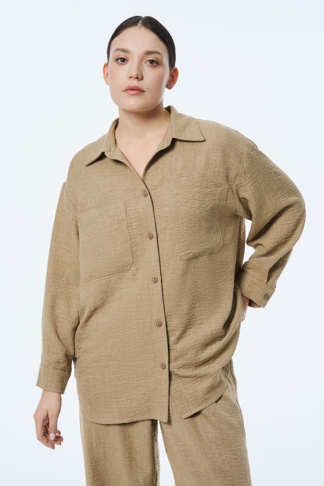 блузка из вискозы и льна от бренда снежная королева вид слева