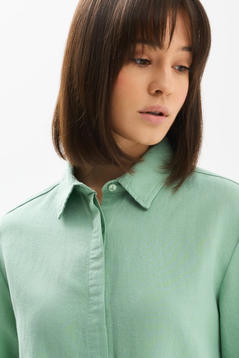 блузка изо льна и хлопка из россии вид сбоку