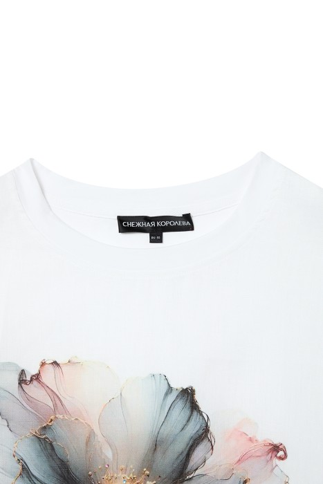 блузка изо льна с принтом от бренда снежная королева вид слева