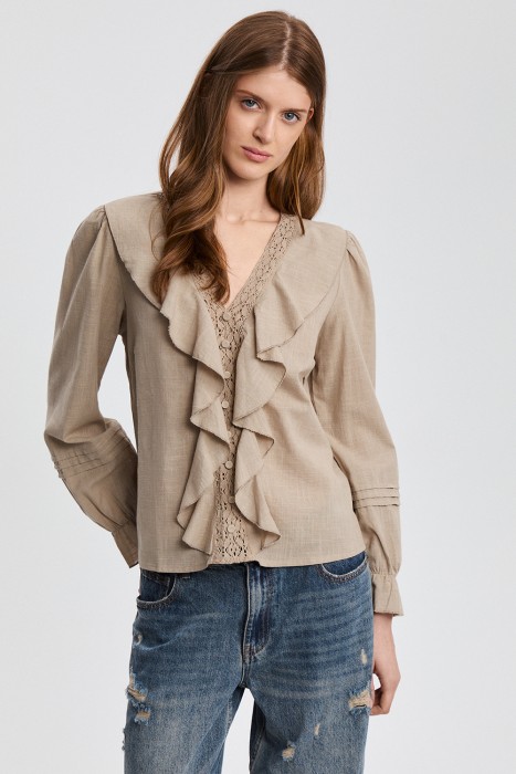 блузка с кружевной отделкой 811870003 фотография