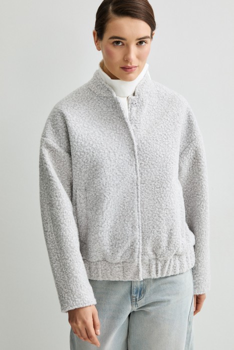 бомбер из фактурной ткани от бренда снежная королева вид слева