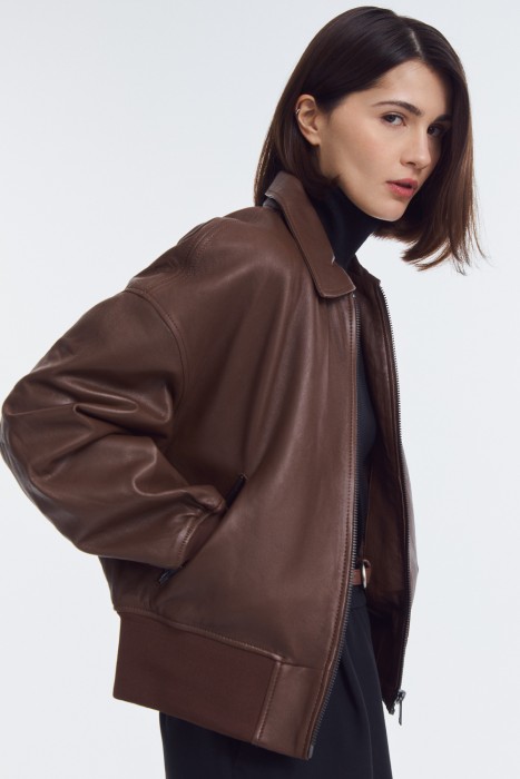 бомбер из натуральной кожи 818372003 фотография