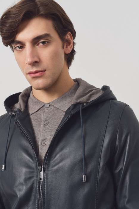 бомбер из натуральной кожи из россии вид сбоку