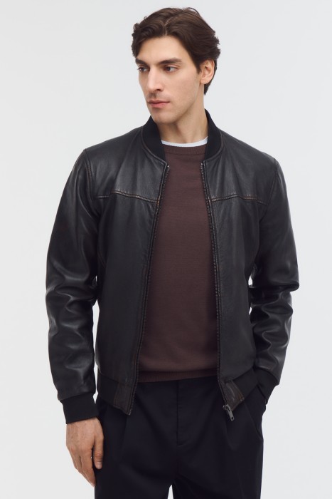 бомбер из натуральной кожи 801386003 фотография
