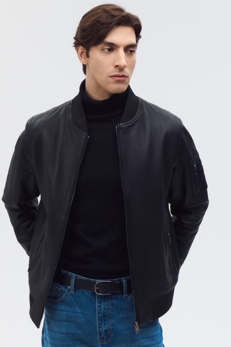 бомбер из натуральной кожи 801478003 фотография