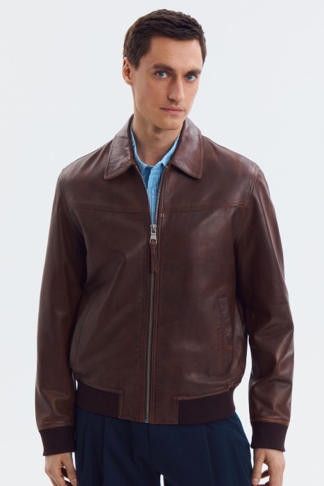бомбер из натуральной кожи 803206003 фотография