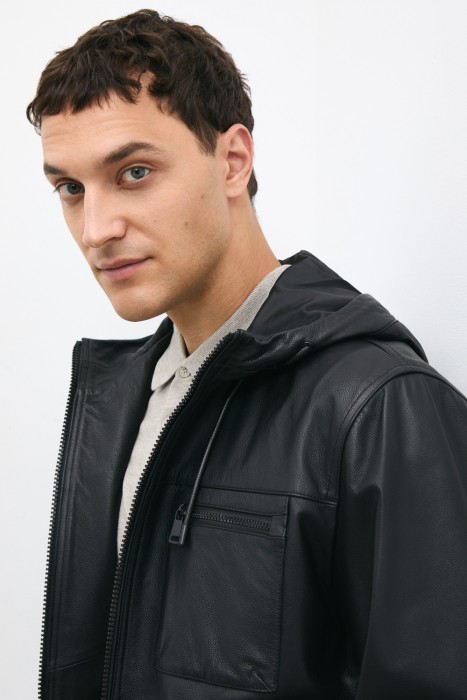 бомбер из натуральной кожи из россии вид сбоку