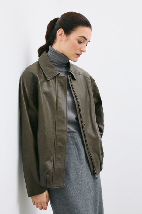 бомбер из натуральной кожи 779423003 фотография