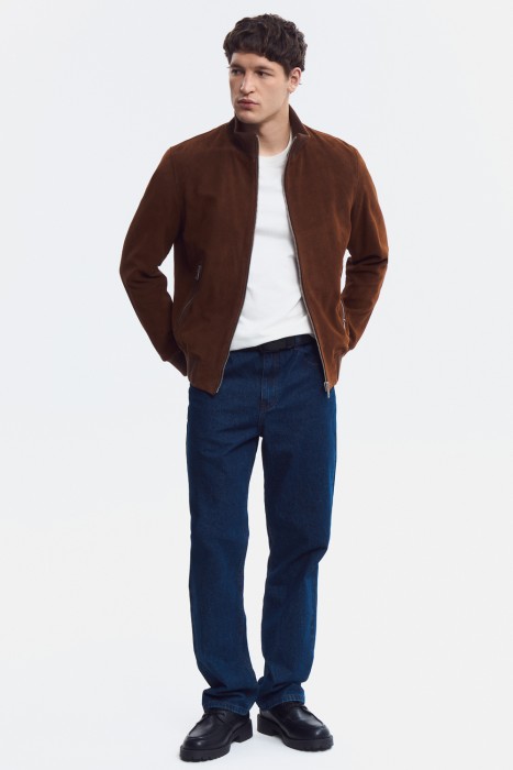 бомбер из натуральной замши от бренда снежная королева вид слева