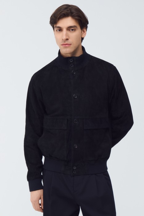 бомбер из натуральной замши от бренда снежная королева вид слева