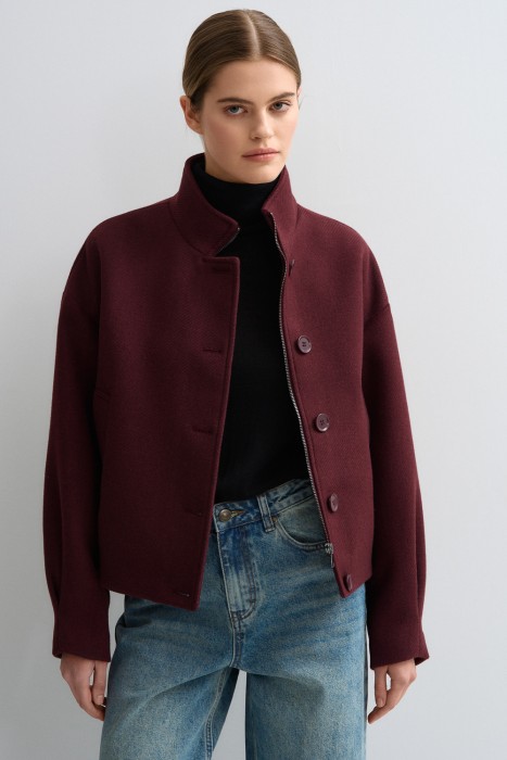 бомбер из пальтовой ткани от бренда снежная королева вид слева