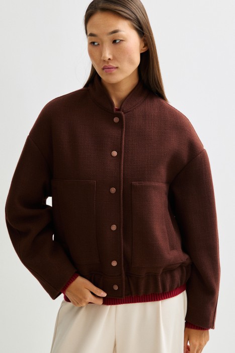 бомбер из пальтовой ткани от бренда снежная королева вид слева