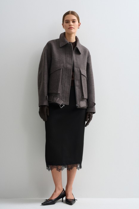 бомбер из пальтовой ткани от бренда снежная королева вид слева