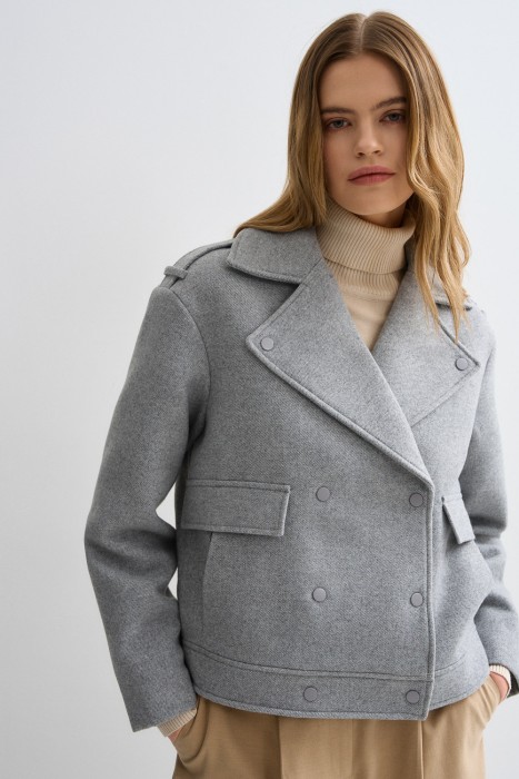 бомбер из пальтовой ткани от бренда снежная королева вид слева