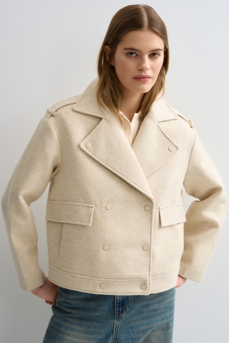 бомбер из пальтовой ткани от бренда снежная королева вид слева