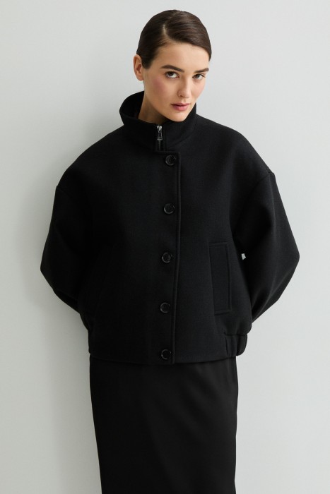 бомбер из пальтовой ткани от бренда снежная королева вид слева