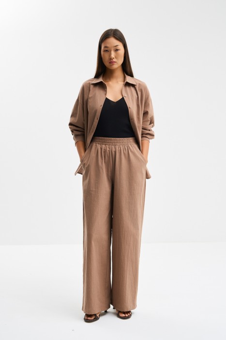 брюки из хлопка от бренда снежная королева вид слева