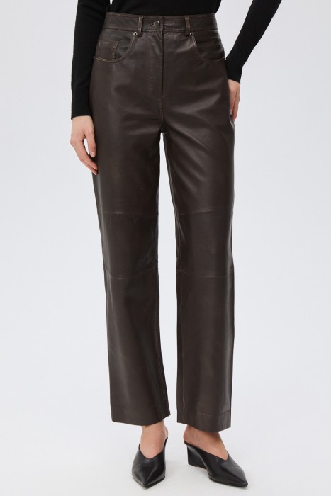 брюки из натуральной кожи от бренда снежная королева вид слева