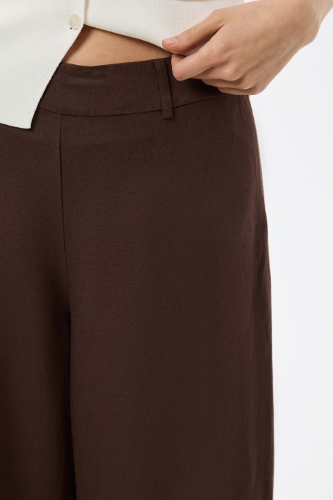 брюки из смесового льна от бренда снежная королева вид слева