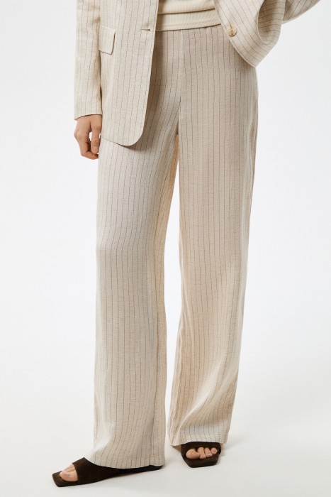 брюки из смесового льна от бренда снежная королева вид слева