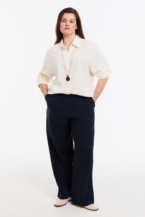 брюки из вискозы и льна 749446003 фотография