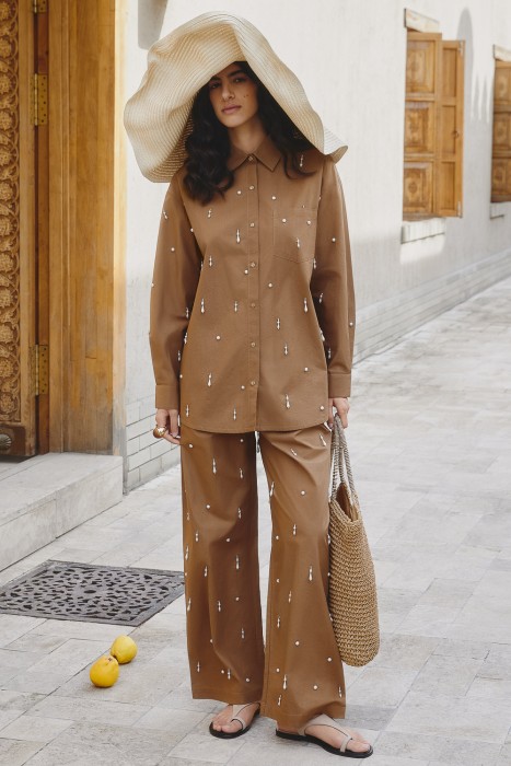 брюки с декором от бренда снежная королева вид слева