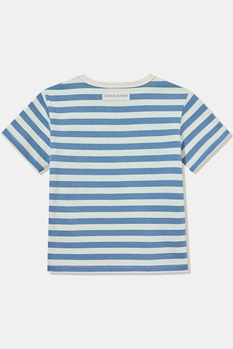 детская футболка в полоску от бренда снежная королева вид слева