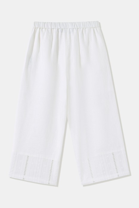 детские брюки изо льна от бренда снежная королева вид слева