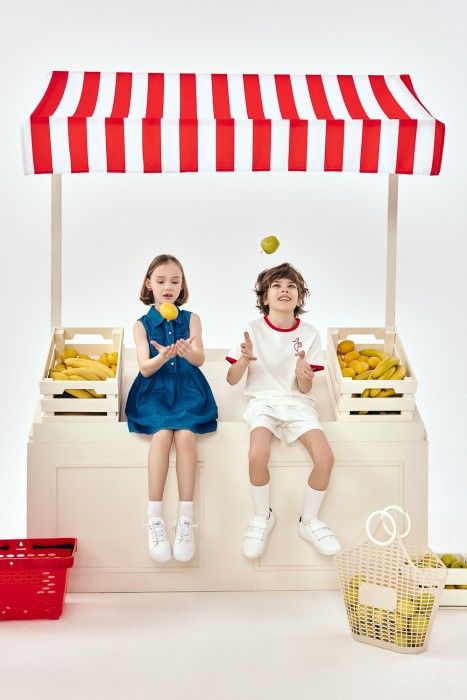 детское платье из денима от бренда снежная королева вид слева